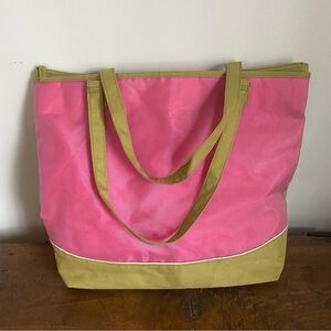 Creative Memories green pink tote bag purse zipper closure